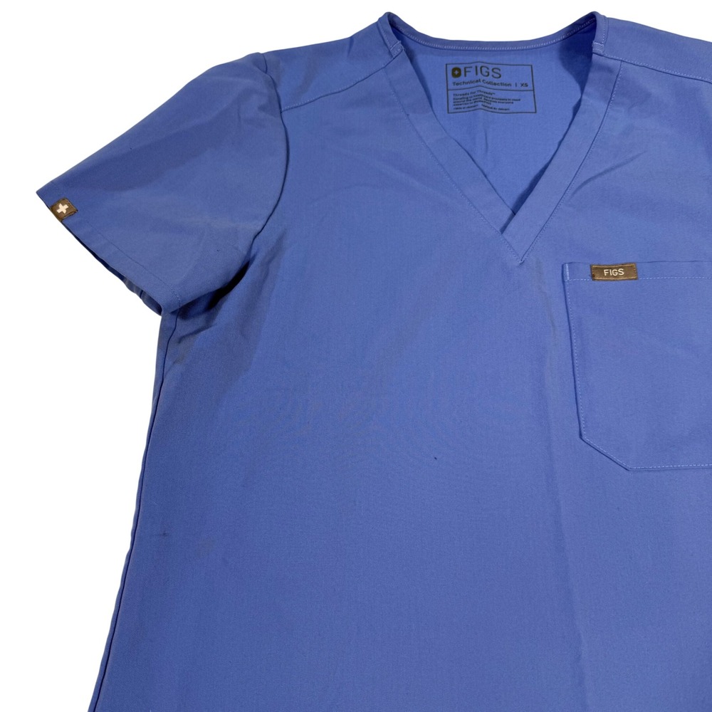 FIGS Krysta V-Neck Scrub Top‎ Blue Technical Collection XS FW1000 Short Sleeve